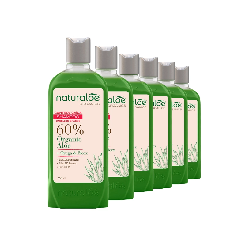 PACK 6 SHAMPOO NATURALOE CONTROL CAIDA GRASO 350ML - 1