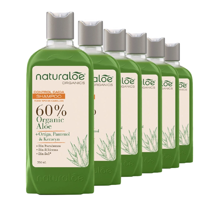 PACK 6 SHAMPOO NATURALOE CONTROL CAIDA NORMAL 350ML - 1