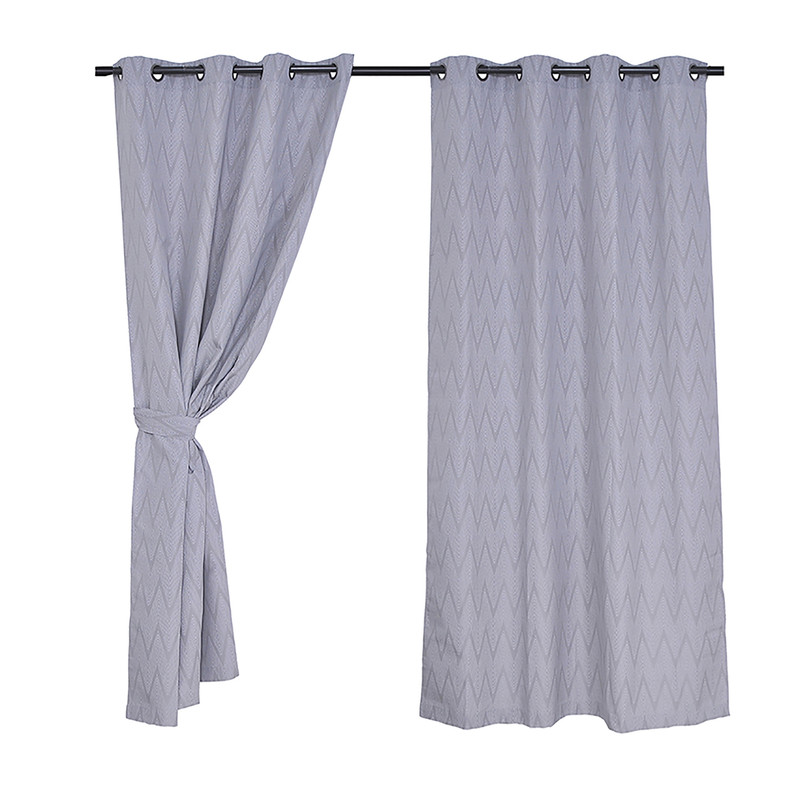 SET CORTINAS JACQUARD ARGOLLA 140X220 CHEVRON TEXTURADA GREY - 1