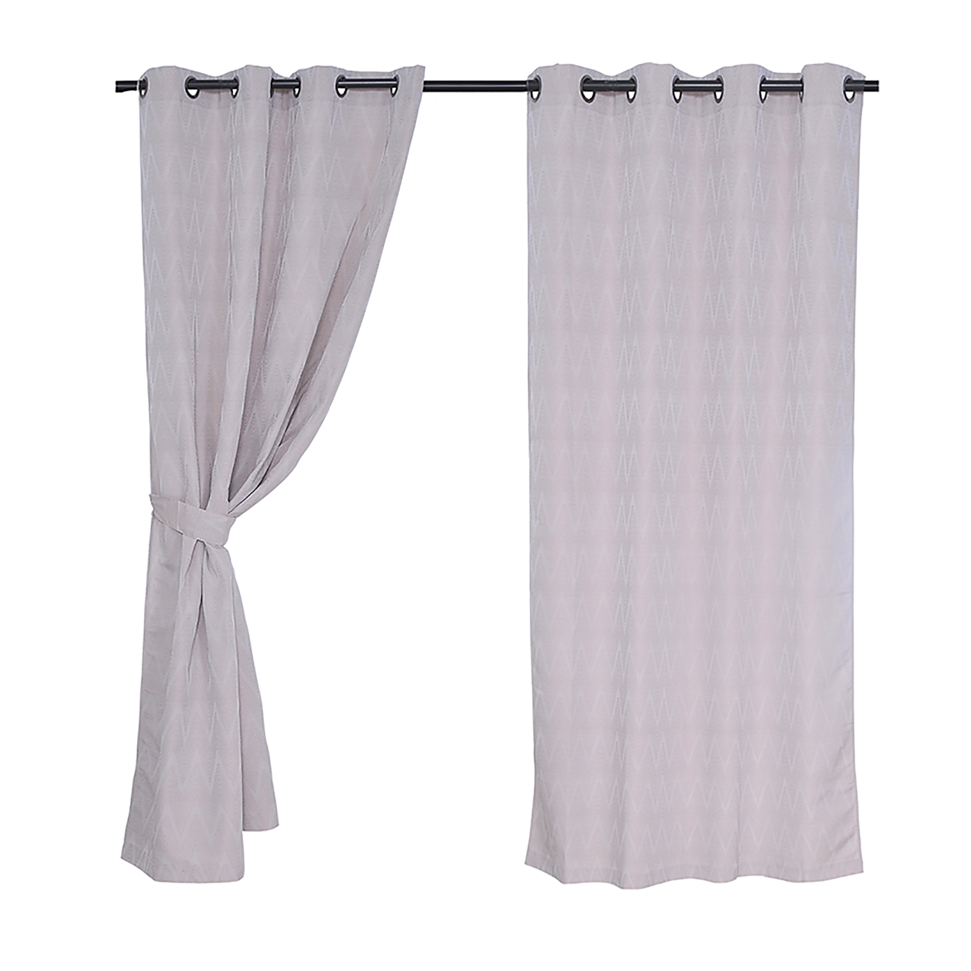 SET CORTINAS JACQUARD ARGOLLA 140X220 CHEVRON TEXTURADA BEIG - 1