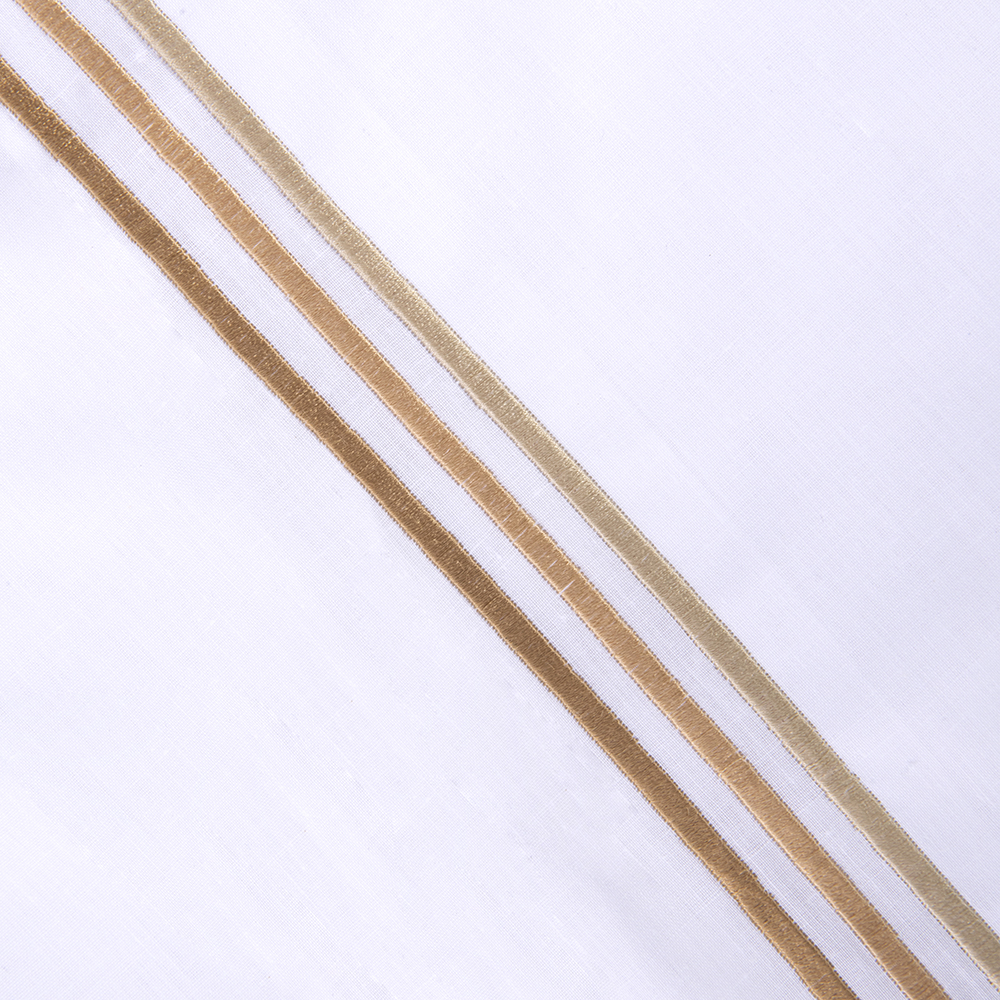 SABANA BORDADA 144 HILOS 2 P LINE BEIGE - 2