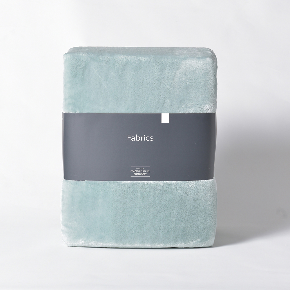 FRAZADA FABRICS FLANNEL BASICA 1.5 PLAZAS 230 X 180 CM TURQUESA - 2