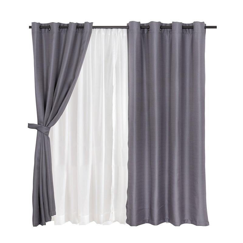 SET CORTINA JQD RUSTICA 8PZAS ARGOLLA 140X220 TAUPE - 1