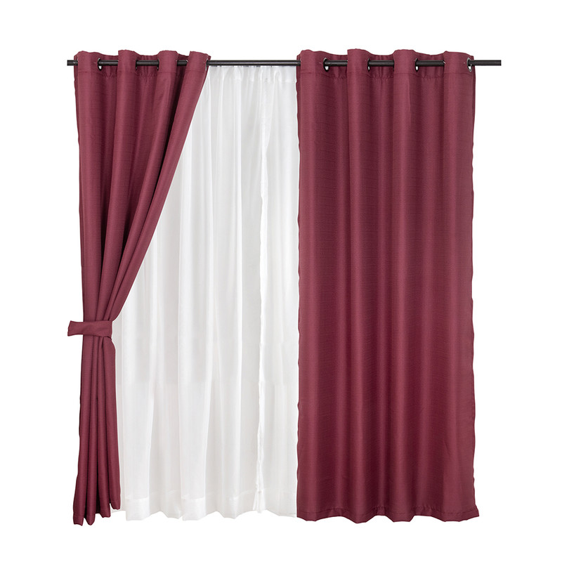 SET CORTINA JQD RUSTICA 8PZAS ARGOLLA 140X220 BURD - 1