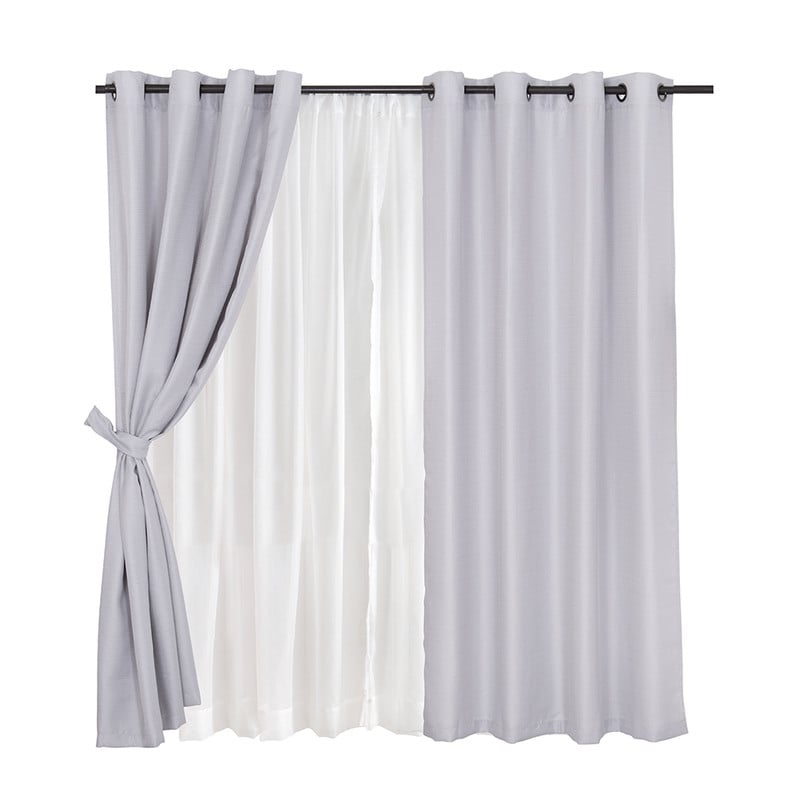 SET CORTINA JQD RUSTICA 8PZAS ARGOLLA 140X220 GRIS - 1