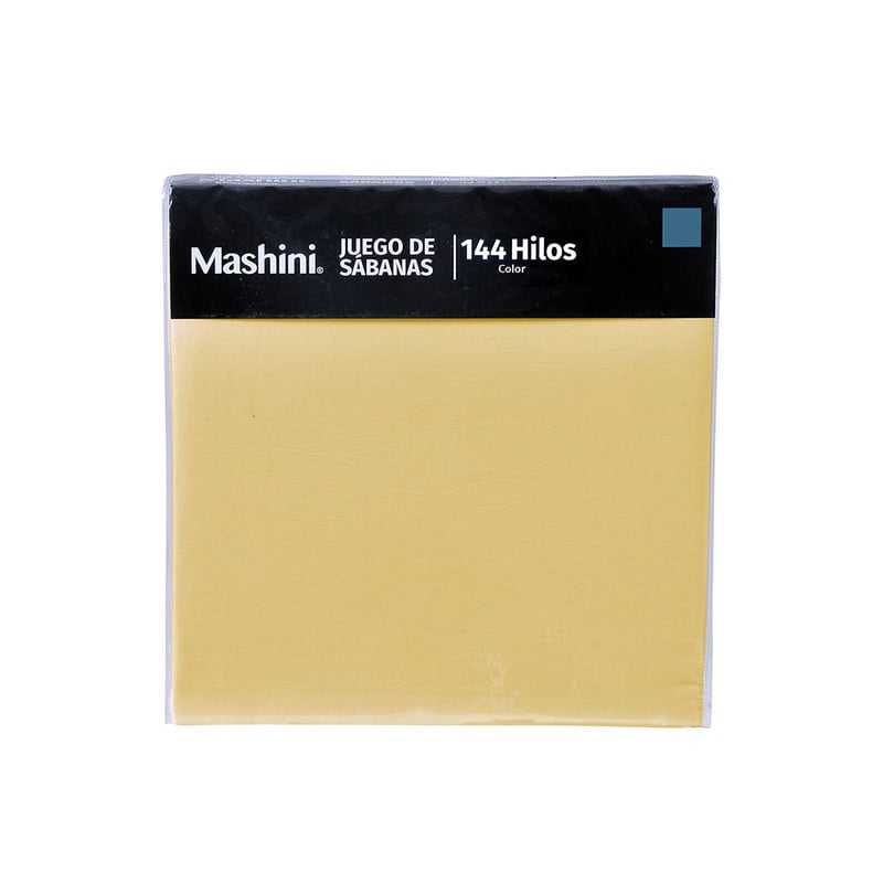 SÁBANAS MASHINI 2 PLAZAS 144 HILOS AMARILLO LISOS - 3