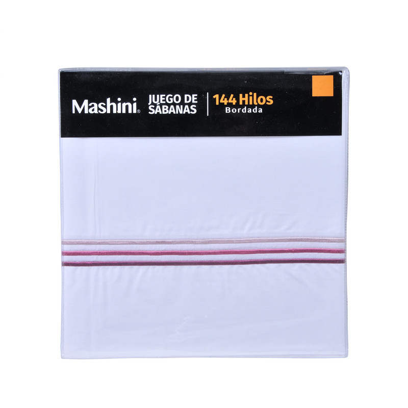 SÁBANAS MASHINI LINE SUPERKING 144 HILOS ROSADO BORDADAS BRODERIE - 3