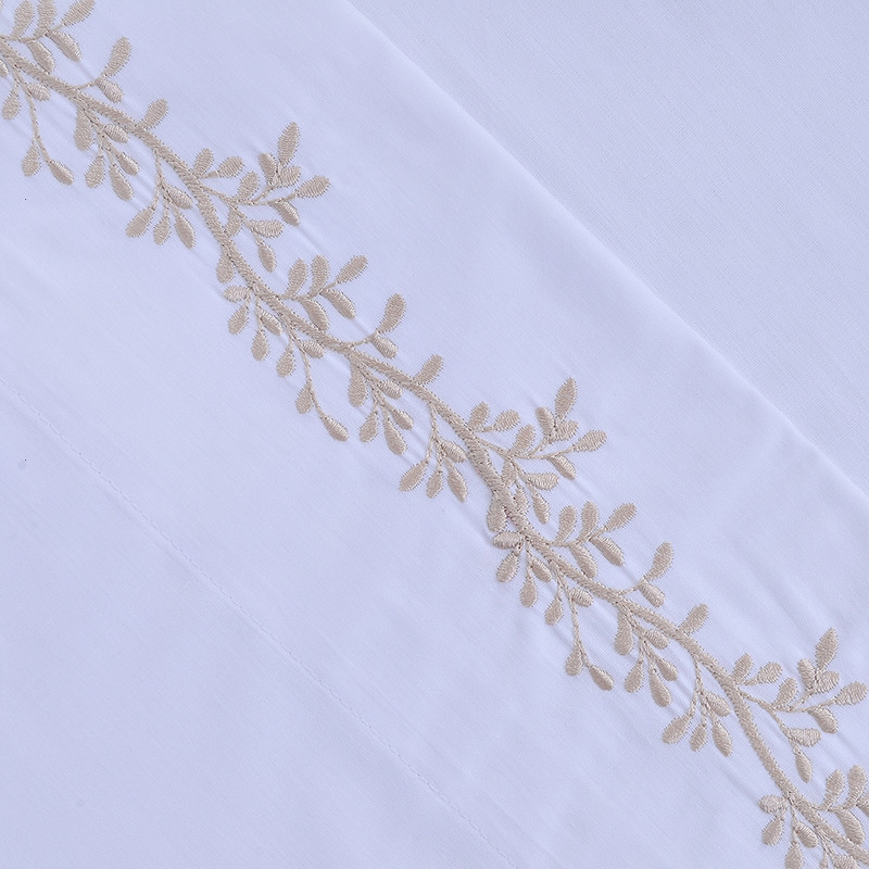 SABANA 180 HILOS BORDADAS BRODERIES SUPER KING RAMAS BEIGE - 2