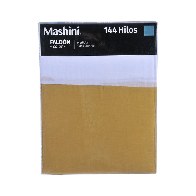 FALDÓN MASHINI 1.5 PLAZAS 144 HILOS MOSTAZA LISO - 3