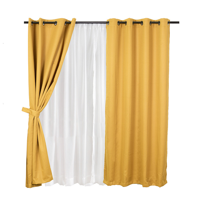 SET CORTINA BLACKOUT EMB. 8PZAS ARG. 140X220 GOLD FRUTILLAR - 1