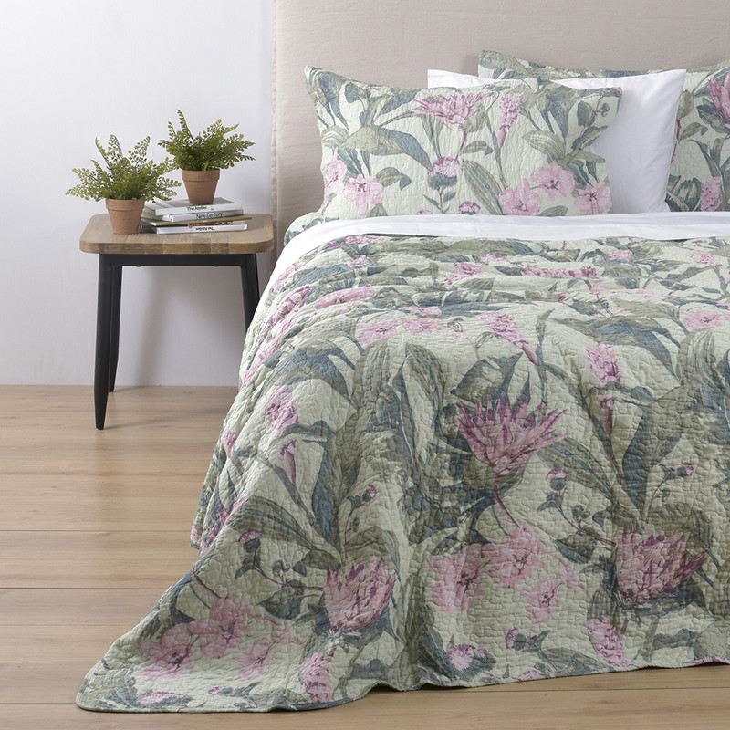CUBRECAMA QUILT ESTAMPADO 2 PL SUMMER VERDE - 1