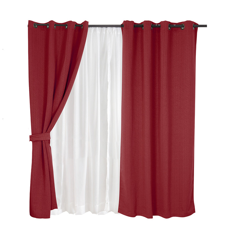 SET CORTINA 8 PIEZAS 140X220 ROJO VALDIVIA - 1
