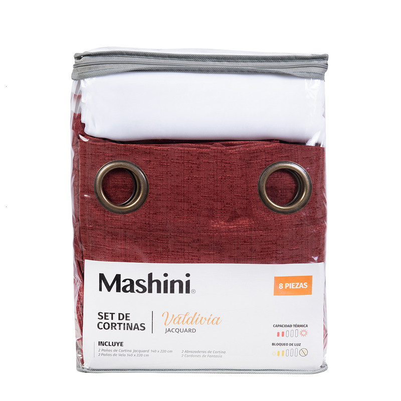 SET CORTINA 8 PIEZAS 140X220 ROJO VALDIVIA - 4