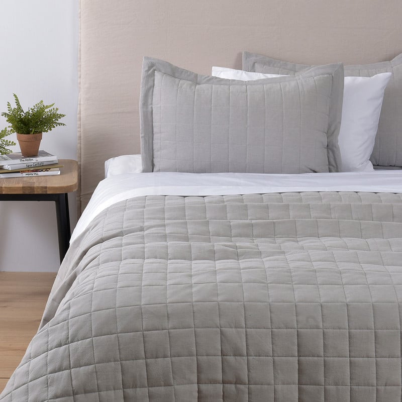 CUBRECAMA FABRICS ALGODÓN VERDE LISO MELANGE 1.5 PL PERLA - 2
