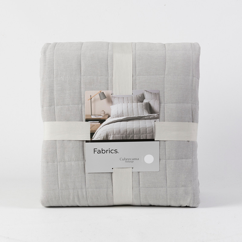 CUBRECAMA FABRICS ALGODÓN VERDE LISO MELANGE 1.5 PL PERLA - 4
