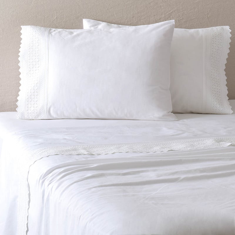 SÁBANAS FABRICS BRODE SUPERKING 200 HILOS BLANCO BORDADA - 1