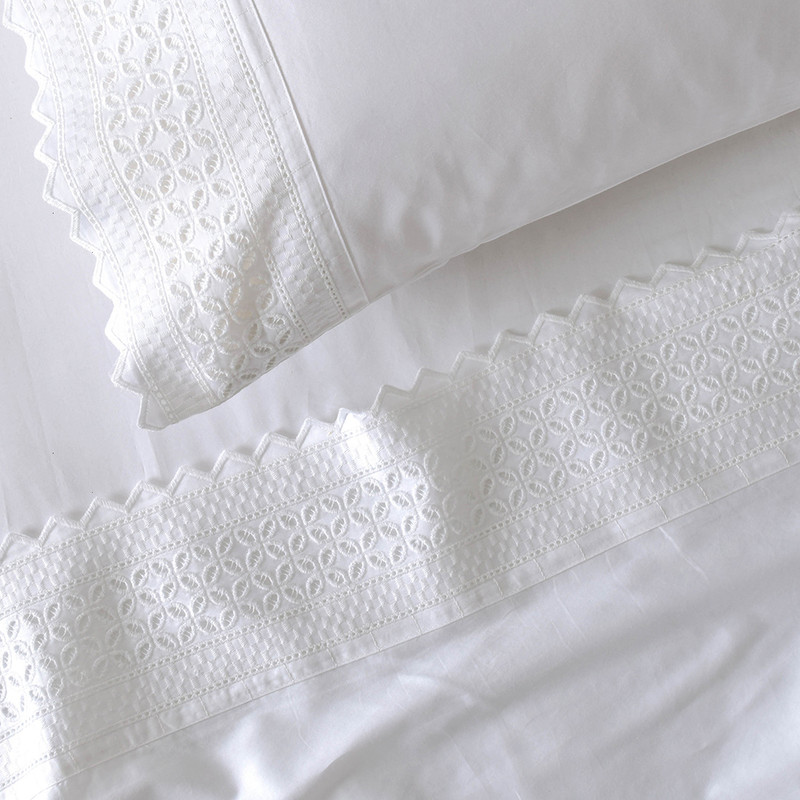 SÁBANAS FABRICS BRODE SUPERKING 200 HILOS BLANCO BORDADA - 2