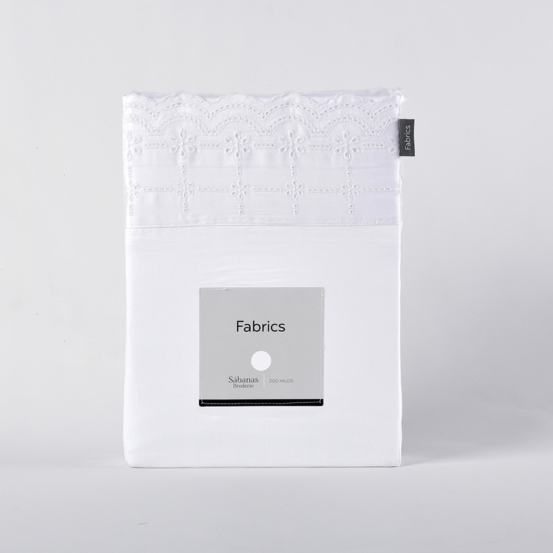 SÁBANAS FABRICS BRODE SUPERKING 200 HILOS BLANCO BORDADA - 3