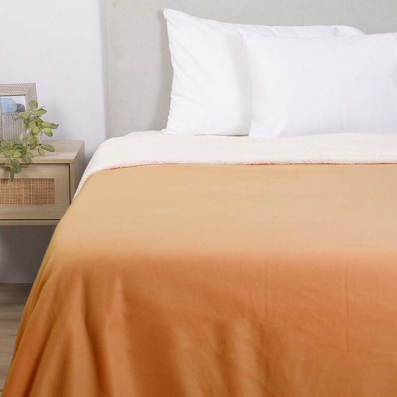 FRAZADA MASHINI LISA POLAR-SHERPA 2 PLAZAS 200 X 200 CM NARANJO - 1