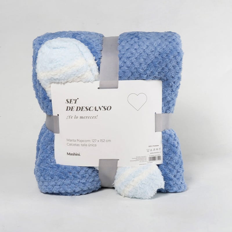 SET REGALABLE MASHINI MANTA 152 X 127 CM LAVANDA + CALCETAS - 1