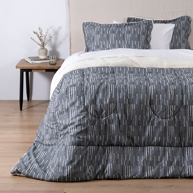 PLUMON ESTAMPADO SHERPA LINE 2 PLAZAS GRIS - 1