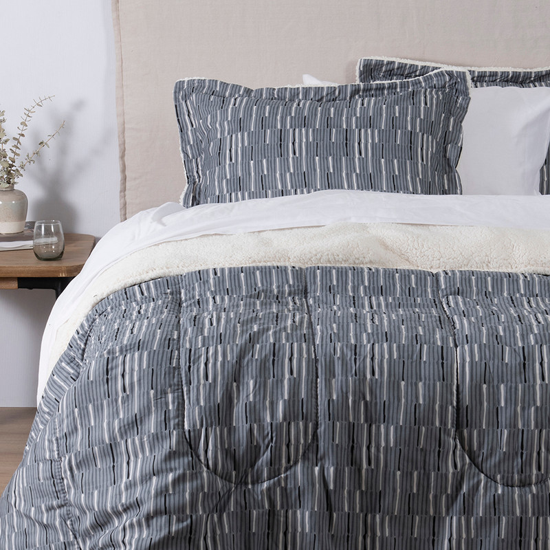 PLUMON ESTAMPADO SHERPA LINE 2 PLAZAS GRIS - 2