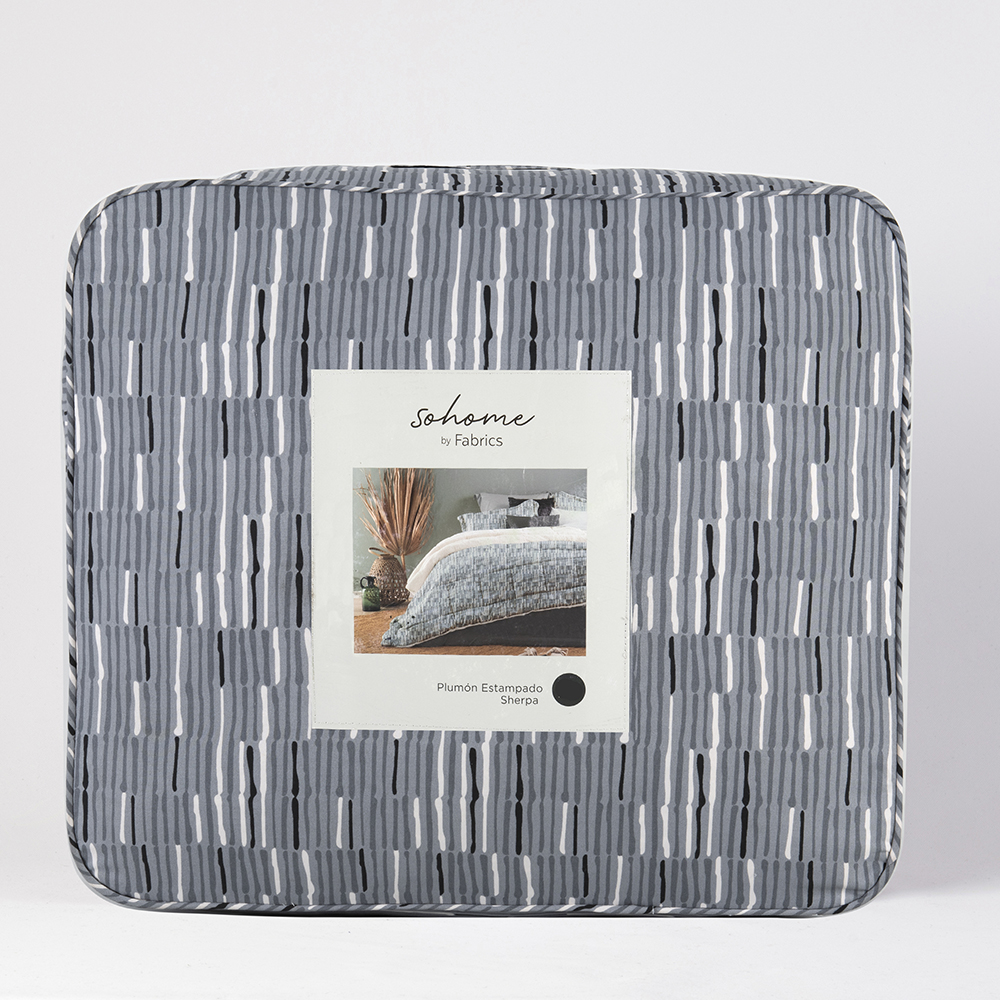 PLUMON ESTAMPADO SHERPA LINE 2 PLAZAS GRIS - 4