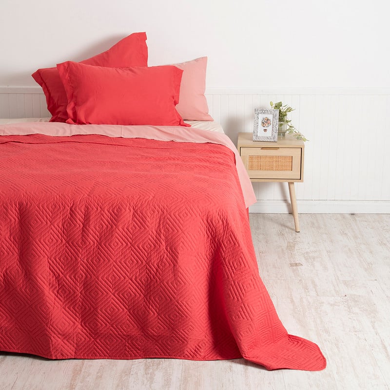 SET QUILT+SAB ESTAMPADO 2P CORAL - 1
