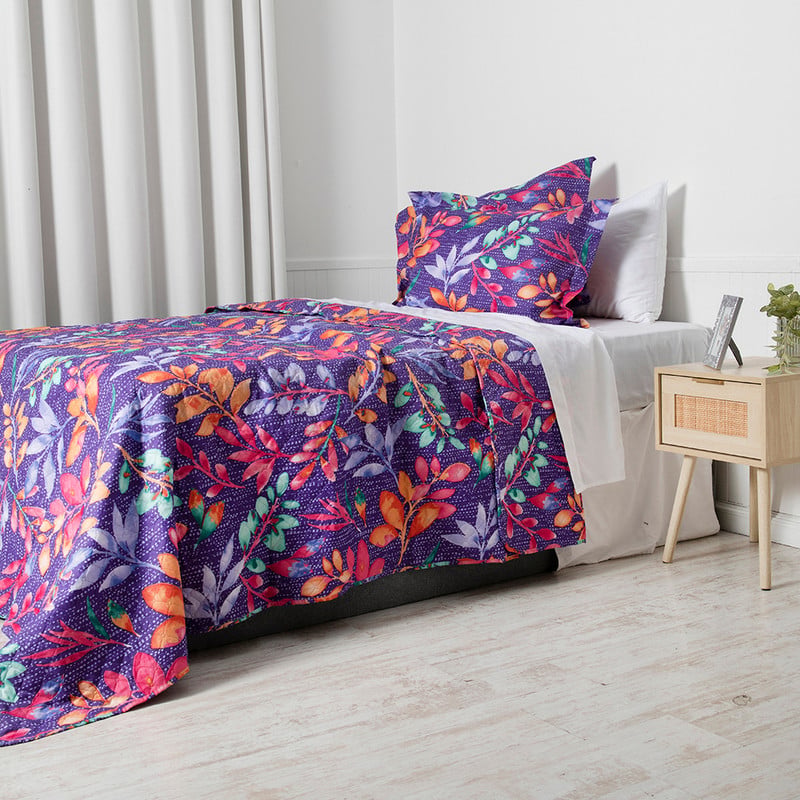CUBRECAMA QUILT CORDOBA ESTAMPADO 2P LEAVES - 2