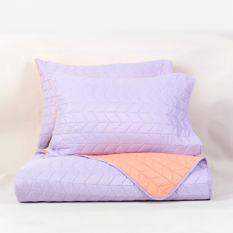 CUBRECAMA MASHINI 2 PLAZAS LILA LISO QUILT NARANJO - 4