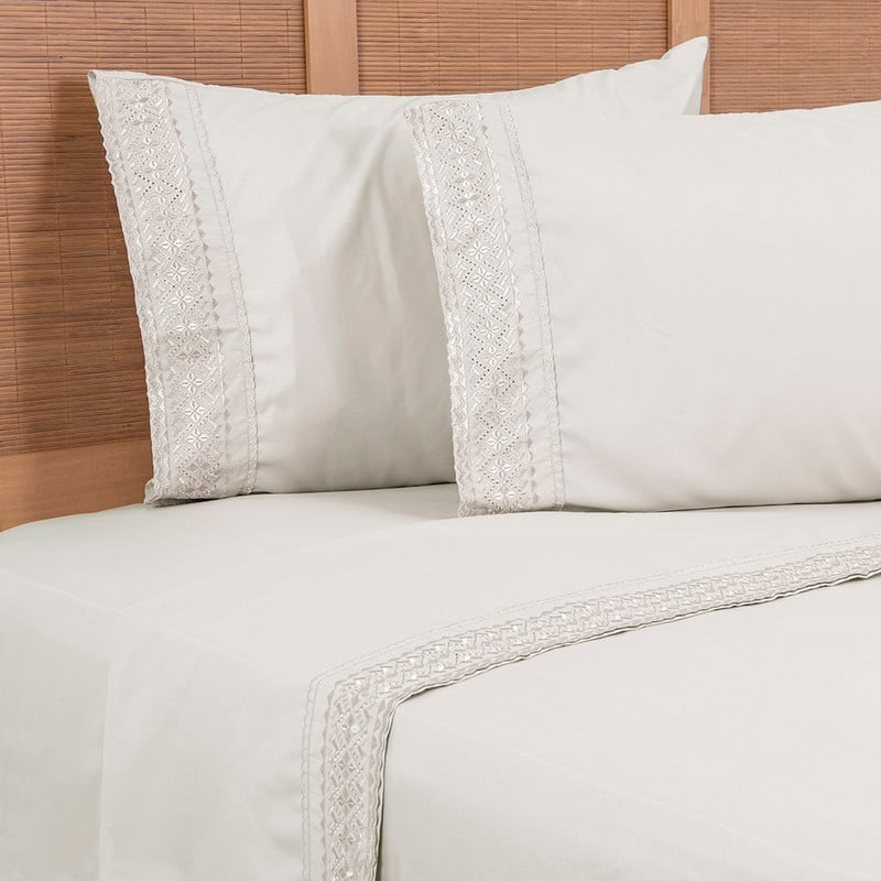 SÁBANAS PLUMETTI KING BEIGE BRODERIE BORDADA - 2