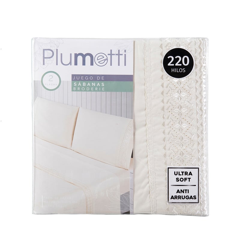 SÁBANAS PLUMETTI KING BEIGE BRODERIE BORDADA - 4