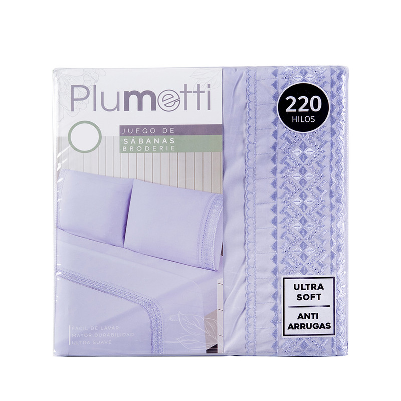 SÁBANAS PLUMETTI 2 PLAZAS MORADO BRODERIE BORDADA - 5