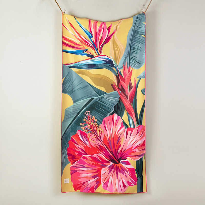 TOALLA PLAYA HIBISCUS 90X180 AMARILLO - 1