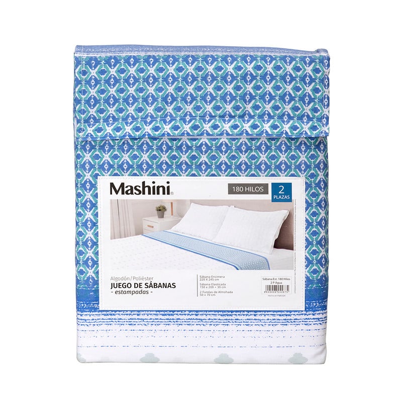 SABANA MASHINI 180 HILOS 1.5 PLAZAS AGUA - 3