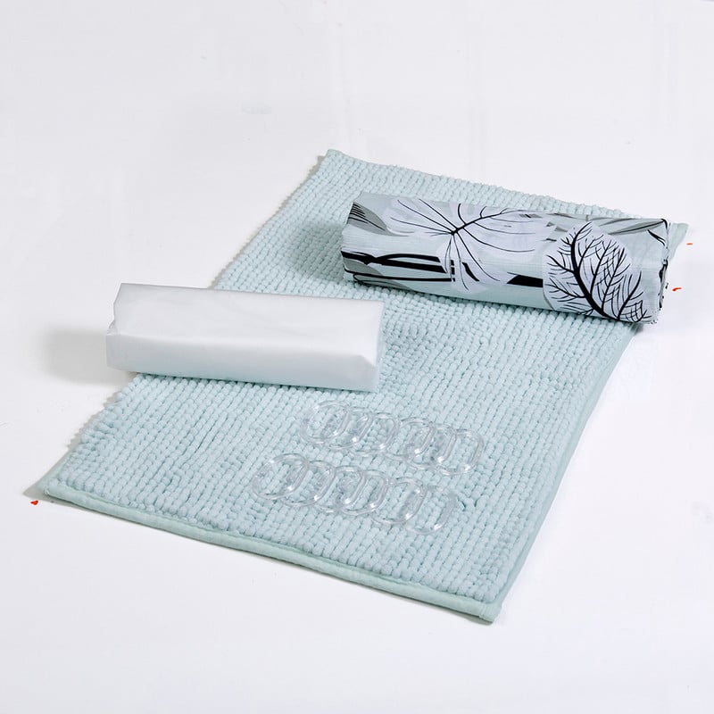 SET CORTINA BAÑO 4 PIEZAS CAJA MASHINI NYERI - 1
