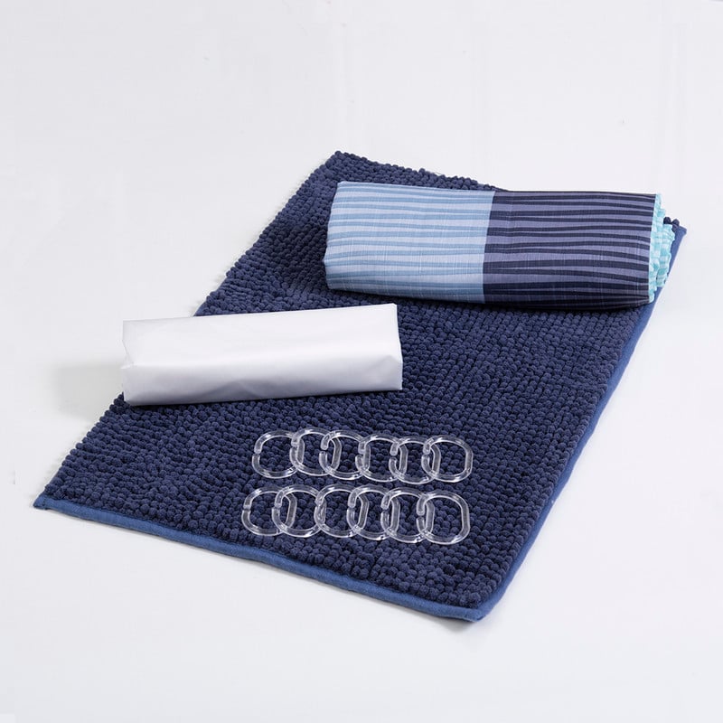SET CORTINA BAÑO 4 PIEZAS CAJA MASHINI BUSIA - 1