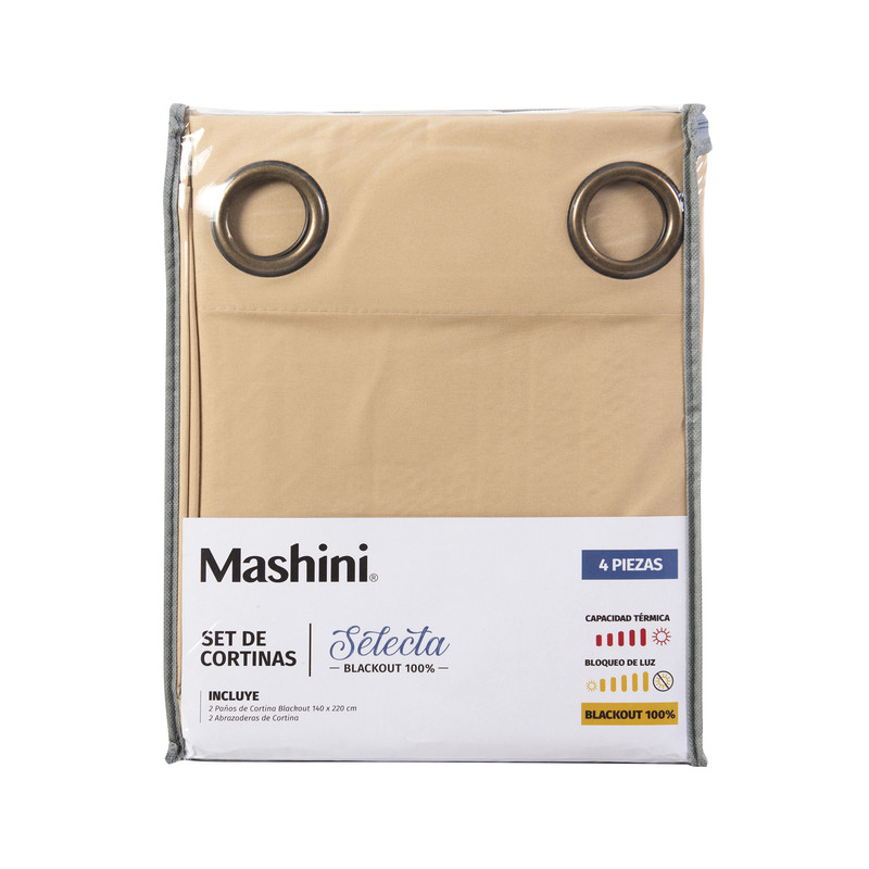 SET CORTINA BLACKOUT 140X220CM SELECTA CAMEL - 4