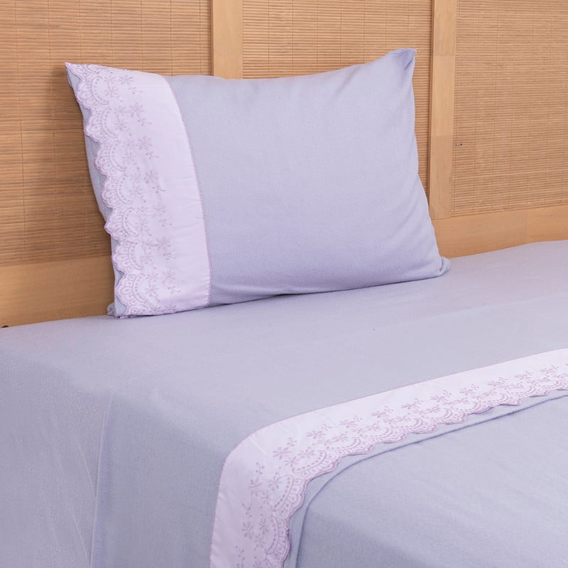 SABANA POLAR LISA BRODERIE 1.5 PLAZAS MORADO - 2