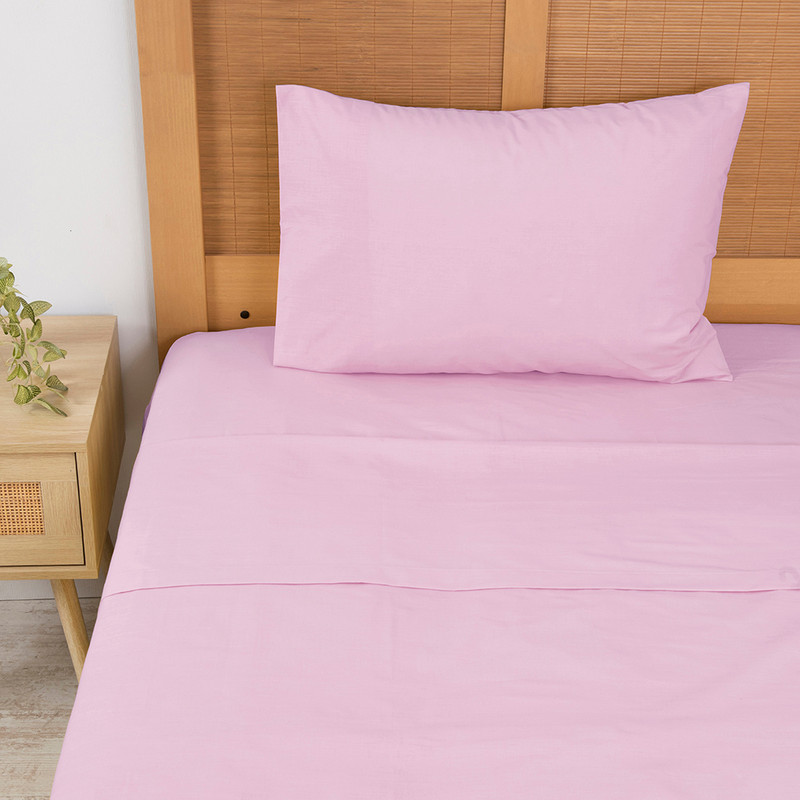 SABANA 144 HILOS LISOS 1.5 PLAZAS ROSA - 1
