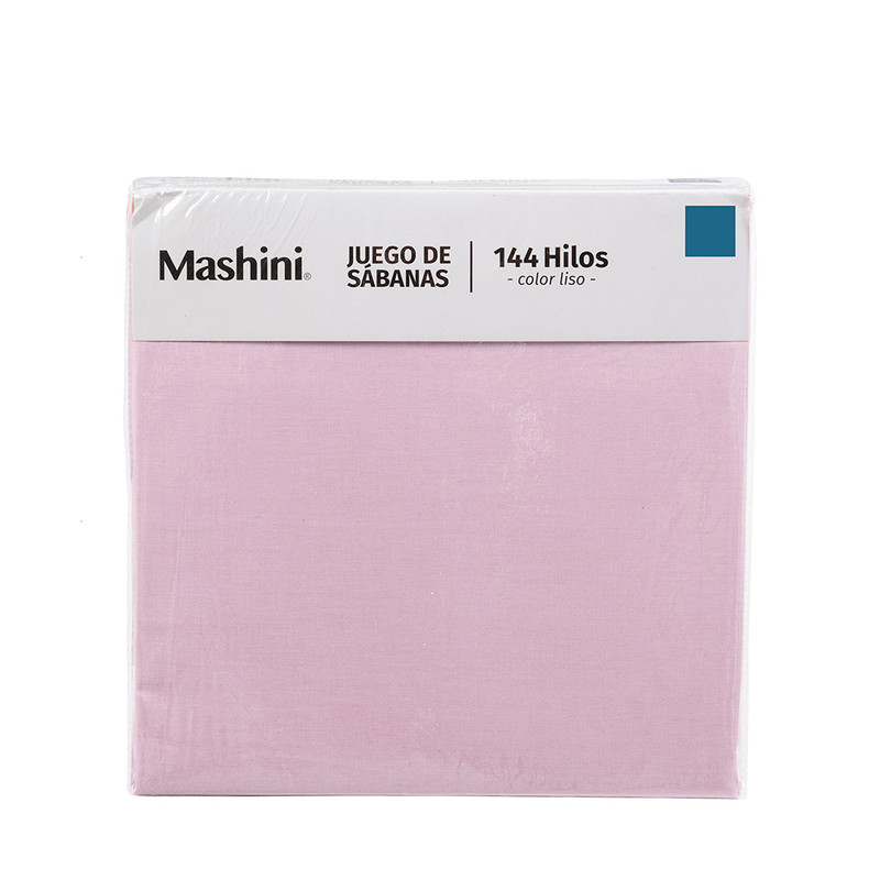SABANA 144 HILOS LISOS 1.5 PLAZAS ROSA - 4