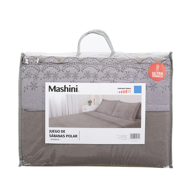 SABANA POLAR LISA BRODERIE 1.5 PLAZAS TAUPE - 5