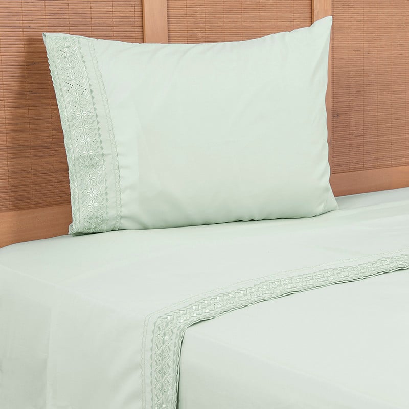 SABANA PLUMETTI BRODERIE 1.5 PLAZAS VERDE - 1