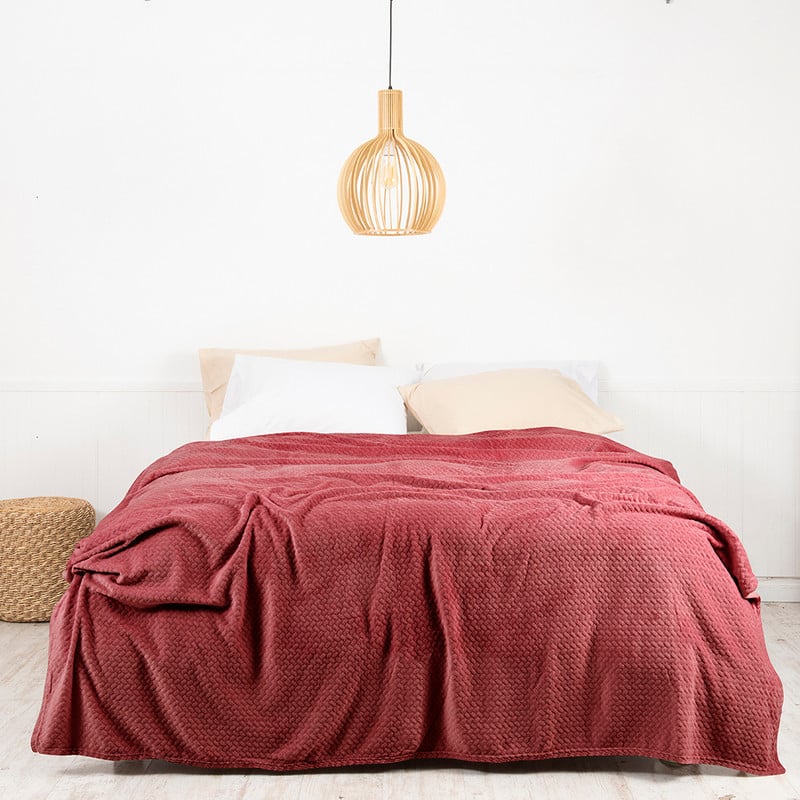 FRAZADA CORAL EMBOSSED 2 PLAZAS BURDEO - 1
