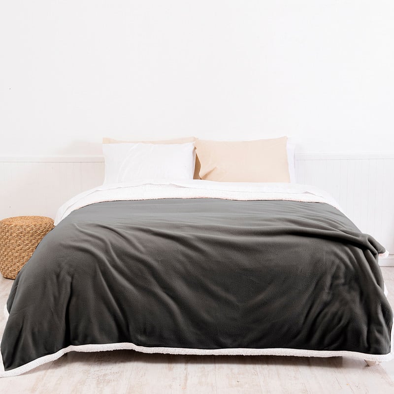 FRAZADA POLAR-SHERPA LISA KING GRIS - 1