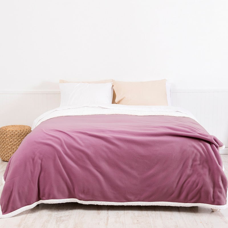 FRAZADA POLAR-SHERPA LISA 1.5 PLAZAS MALVA - 1