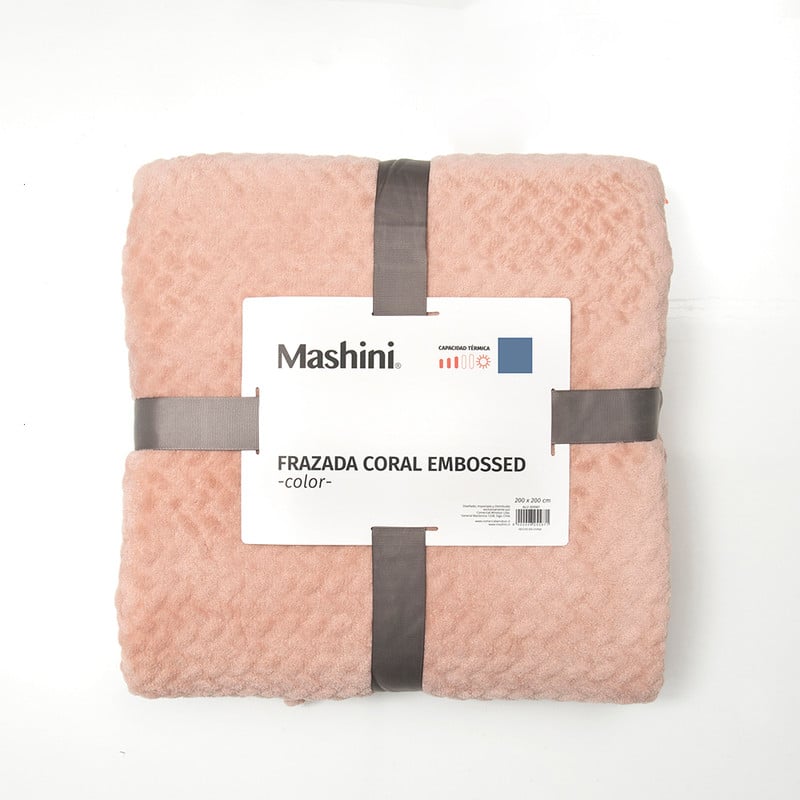 FRAZADA CORAL EMBOSSED 2 PLAZAS ROSADO - 3