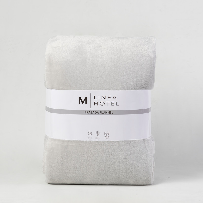 FRAZADA FLANNEL LINEA HOTEL KING GRIS CLARO - 3