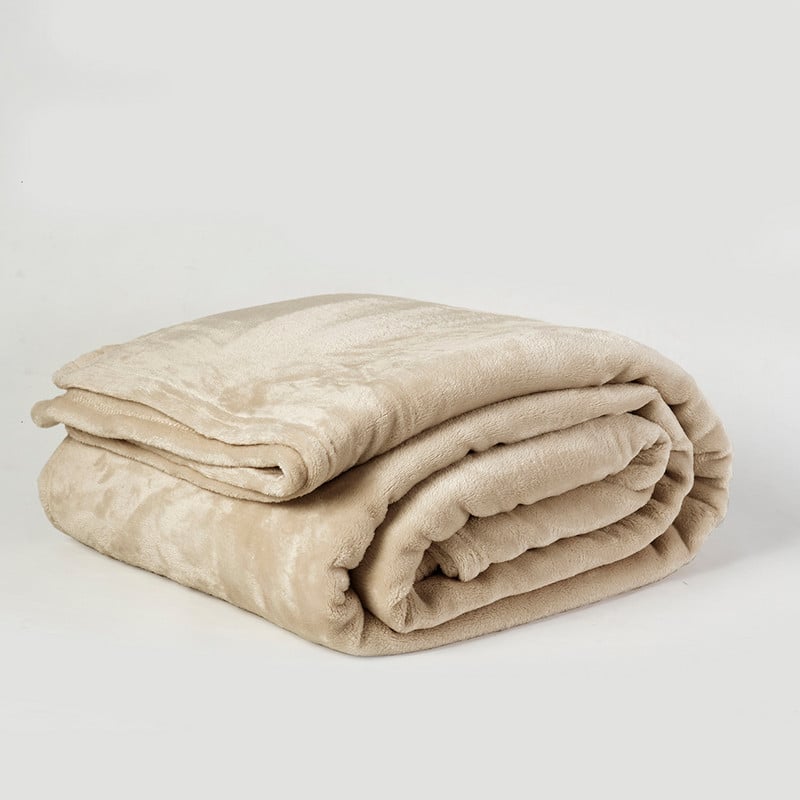 FRAZADA FLANNEL LINEA HOTEL 2 PLAZAS BEIGE - 1