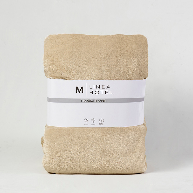 FRAZADA FLANNEL LINEA HOTEL 2 PLAZAS BEIGE - 3